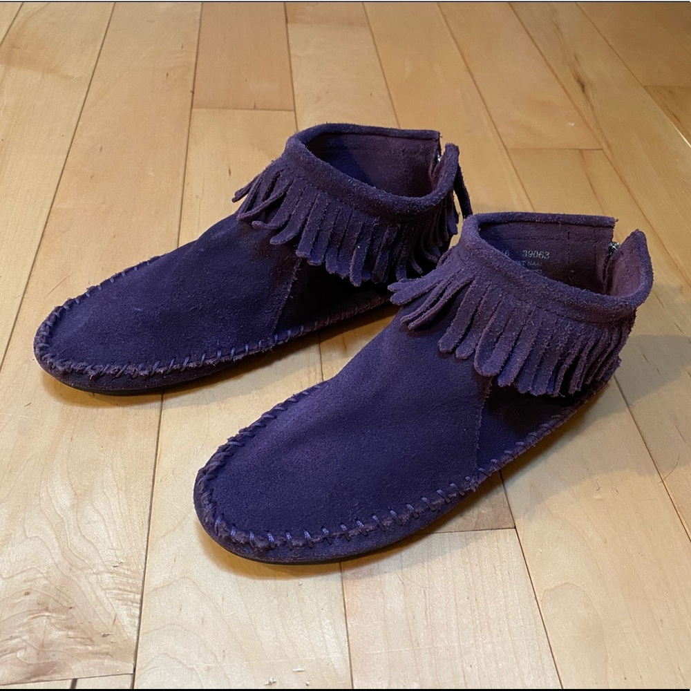 Mini Boden Moccasin Boots Suede Girls Size 35 3